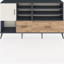 Arges Konsol 8 Raflı 2 Çekmeceli Tek Kapaklı 176x30x99 Antrasit-aytaşı/çam Aytası/atlas Çam - Antrasıt