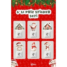 6 Lı Yeni Yıl Temalı Mini Sticker Priz Sticker Yılbaşı Yeni Yıl Mini Boy Sticker Seti 6 Lı Paket 1 Dijital Baskı
