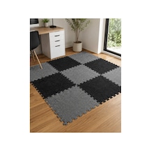 Puzzle Karo Halı Geçmeli Modüler Yer Döşemesi Siyah Gri Karo Halı Ofis Halısı Ev Halısı Çalışma Odası Zemin Kaplama Halısı Sök Tak Kullanımlı 50x50 Cm Siyah