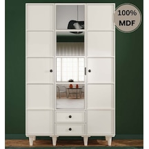 Zambak 3 Kapak Mdf Ayaklı Tasarım Gardırop Aytaşı