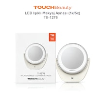 Touchbeauty Tb1276 Led Işıklı, Dounmatik Ekranlı, Şarj Edilebilir Makyaj Aynası 5x Büyütmeli Beyaz