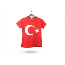 Türk Bayrağı Baskılı Penye Kısa Kollu Tişört (Kız-Erkek)