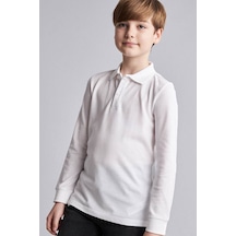 Defacto Uzun Kollu Beyaz Erkek Çocuk Polo Yaka T-shirt L0288a6/wt34