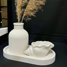 Bernami Vazo Pinterest Dekoratif 3 Parça Vazo Seti Oval Tepsi ,pampas Vazo Ve Deniz Kabuğu Şamdan Mumluk Seti Biblo Diğer