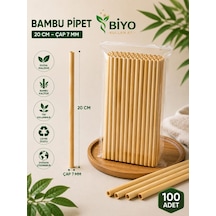 Tek Kullanımlık Bambu Pipet 200x7mm 100 Adet