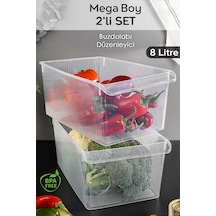 2 Adet Dolap İçi Buzdolabı Düzenleyici - Buzdolabı Meyve Sebze Saklama Kabı Organizer Sepet 8 Litre Şeffaf