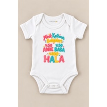 Babylimon Minik Kalbimin Sahipleri %50 Anne %50 Baba %100 Hala Beyaz Kısa Kollu Çıtçıtlı Bebek Zıbını Beyaz - 930661884 Beyaz