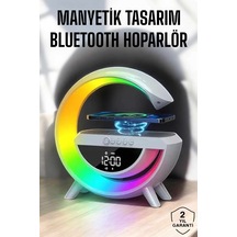 Bluetooth Hoparlör Dijital Göstergeli Wireless Şarj Rgb Işıklı Sarı