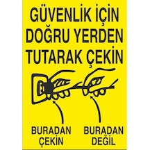 Güvenlik İçin Doğru Yerden Tutarak Çekin Uyarı Levhası 40x60cm