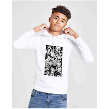 Tshirthane Anime One Piece Baskılı Unisex Çocuk Kapüşonlu Beyaz Sweatshirt (528961517) Beyaz