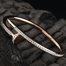 Ottoman Taş Işlemeli Rose Renk Kadın Çivi Model Bileklik Cbltasıs Rose Gold