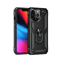 Apple İphone Uyumlu 14 Pro Kılıf Sofya Yüzüklü Silikon Kapak - Siyah Çok Renkli