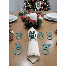 6'lı Yılbaşı Peçete Halkası Seti Noel Sofra Süsü Dekoratif Peçete Yüzüğü Diğer