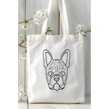 Art Hediye French Bulldog Köpek Baskılı Bez Çanta Omuz Çantası Kişiye Özel Model 11 Çok Renkli