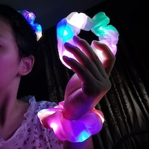 Pembe Renk Led Işıklı Lastikli Saç Tokası - 3 Modlu Festival Parti Saç Tokası