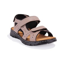 Dagoster Dma77-051 Bej Ortopedik Günlük Erkek Deri Sandalet Bej