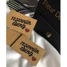 Kraft Teşekkür Kartı 20 Adet Kırmızı Kalp Baskılı Tek Taraflı Yazılabilir 8x5 Cm E-ticaret Hediye Casaling