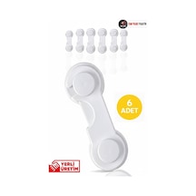6 Adet Mandallı Dolap ve Çekmece Çok Amaçlı Çocuk Bebek Güvenlik Kilit Emniyet Beyaz Beyaz