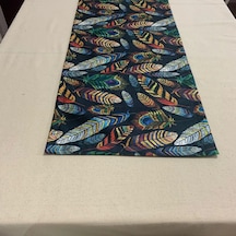 Renkli Tüy Desenli Runner, Yüksek Kaliteli Dijital Baskılı Runner, Dayanıklı, Modern Tasarım 40x150 Çok Renkli