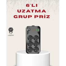 Mey İthalat 6 Lı Grup Priz Termal Korumalı Usb Type-c Çoklu Priz 2 Metre Kablo
