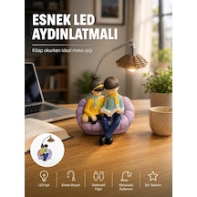 Okuyan Çift Figürlü Dekoratif Gece Lambası Hediye Seçeneği Çok Renkli 79385571