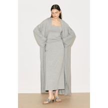 Manuka Easy Rahat Uzun Kimono Gri Melanj Ss26kmn00002-743