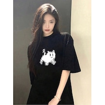 Adrift Karikatür Ve Grafik Tasarım Oversize T-shirt Cartoon/letter Serisi Kod364 Siyah