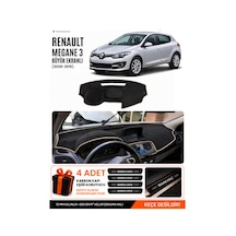 Renault Megane 3 Büyük Ekran 2008-2015 Uyumlu Torpido Örtüsü, Torpido Kılıfı - Siyah-bej - Re023