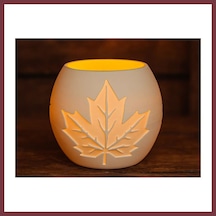 Storeşahin 3d Baskı Akçaağaç Yaprağı Kabartmalı Tealight Mumluk Dekoratif Sonbahar Feneri Şamdan Masa Süsü Shn0720 Çok Renkli