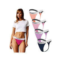 Yohannes Club, Kadın Lastik Bantlı Tanga Külot, Çok Renkli, Çoklu Paket, 4'lü Paket, Çok Renkli