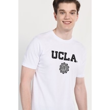 Ucla Gayley Beyaz Bisiklet Yaka Baskılı Standard Fit Erkek Tshirt Siyah