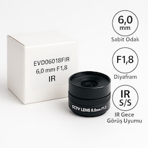 6.0 Mm F1.8 Fıxed Iris Ir Destekli Mega Lens Cctv Güvenlik Kamerası İçin Sabit Odaklı Lens