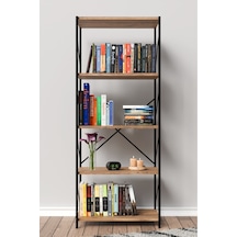 150 Cm Kitaplık Metal Dekoratif Çok Amaçlı Raf Kahverengi