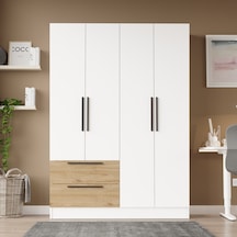 Lukas 4 Kapaklı 2 Çekmeceli Gardırop Elbise Dolabı Sepet-beyaz