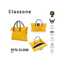 Classone Byn-el008 Wtxpro Su Geçirmez Kumaş 13-14 İnch Bayan Laptop, Notebook, Apple Uyumlu MacBook Air El Çantası- Tote Bag - Sarı