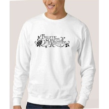 Bullet For My Valentine Black Gül Baskılı Beyaz Erkek Sweatshirt