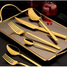 Özlife Hüma 60 Parça Çatal Kaşık Takımı Titanyum Gold Gümüş