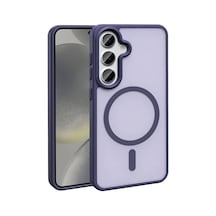 Zore Galaxy S24 Kılıf Magsafe Şarj Özellikli Mat Arka Yüzey Nvth Sio Kapak-koyu Mor