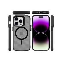 Bix Apple Uyumlu iPhone 14 Pro Max Carbon Fiber Force Magsafe Kılıf Anti-şok Teknolojili Kamera Ve Ekran Korumalı