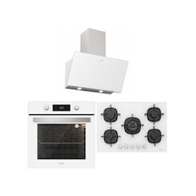 Silverline BO6504W01 - CS5365W01 - 3457 Soho 60 Beyaz Cam Ankastre Set