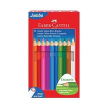 Faber-castell Jumbo Üçgen Boya Kalemi, 12 Renk, Ergonomik Gövde, Beyaz Renk İçerir, Kalın Uçlu, Canlı Ve Örtücü Renkler 124-Pembe