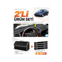 Toyota Avensis T220 1997-2002 Uyumlu Torpido Örtüsü + Deri Bagaj Çantası + Sticker - Siyah Gri