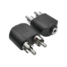 2 RCA Erkek to 3.5 mm Aux Stereo Dişi Ses Ayırıcı Adaptör