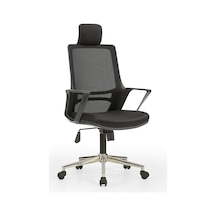 Arya1 Bilgisayar Koltuğu - Ofis - Müdür - Büro - Çalışma Sandalyesi Siyah Renk Krom Ayaklı Siyah
