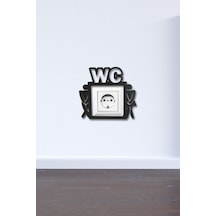 Siyah Ahşap Wc Priz Kenarı - Priz Çerçevesi Ev Dekorasyon Banyo Tuvalet Cafe Ofis Için Duvar Dekoru