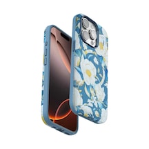 Onegif Apple İphone 15 Pro Max Flower Series Magsafe Kapak - Mavi