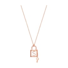 Zirkon Taşlı Rose Altın Kaplama Anahtarlı Kilit S Harfi Gümüş Kolye Gold - Rose Gold - Gümüş