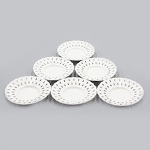 Porselen Dantel Motifli Beyaz 6lı Çay Tabağı Beyaz