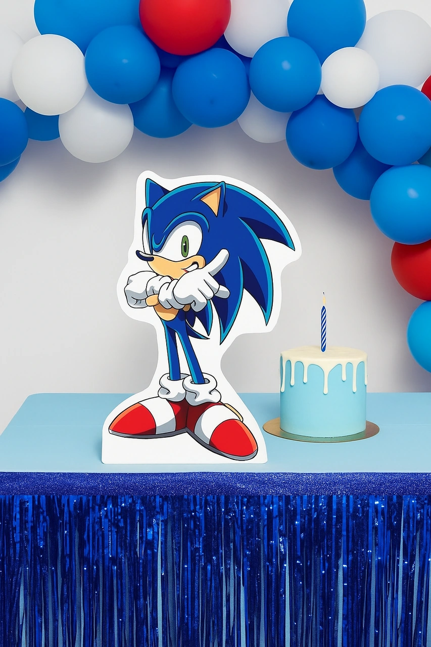 Ayaklı Pano Sonic Boom 33x24 Cm Mavi Kirpi Doğum Günü Masa Dekoru Çocuk Odası Süsü Diğer