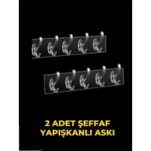 Şeffaf Askı, Yapışkanlı Askı 2 Adet 5'li Yapışkanlı Askı, Mutfak Askısı, Banyo Askısı Plastik Turunc Diğer